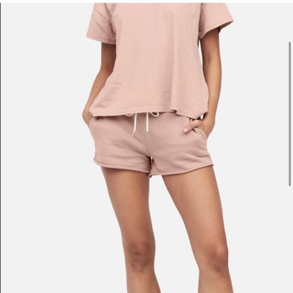 MATE THE LABEL FREE PEOPLE STRETC BLUSH ORGANIC COTTON TERRY LOUNGE SWEAT SHORTS - Picture 13 of 16